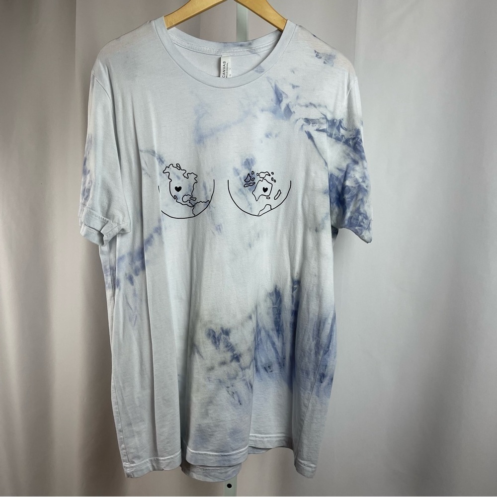 Bella Canvas XL Earth Boobs Graphic Shirt Hippie Feminine Chest Tie Dye